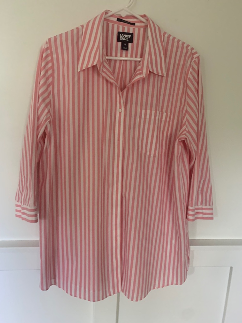 New Lands’ End Pink and White Stripe Tunic Top/ Blouse